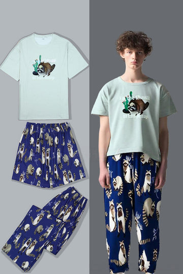 Pyjama familial assorti à imprimé animal vert clair